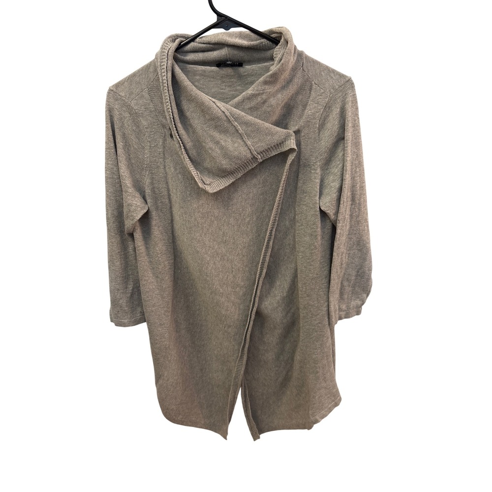 The Limited Grey Asymmetrical Draped Open Front Knit Cardigan Sweater Size M